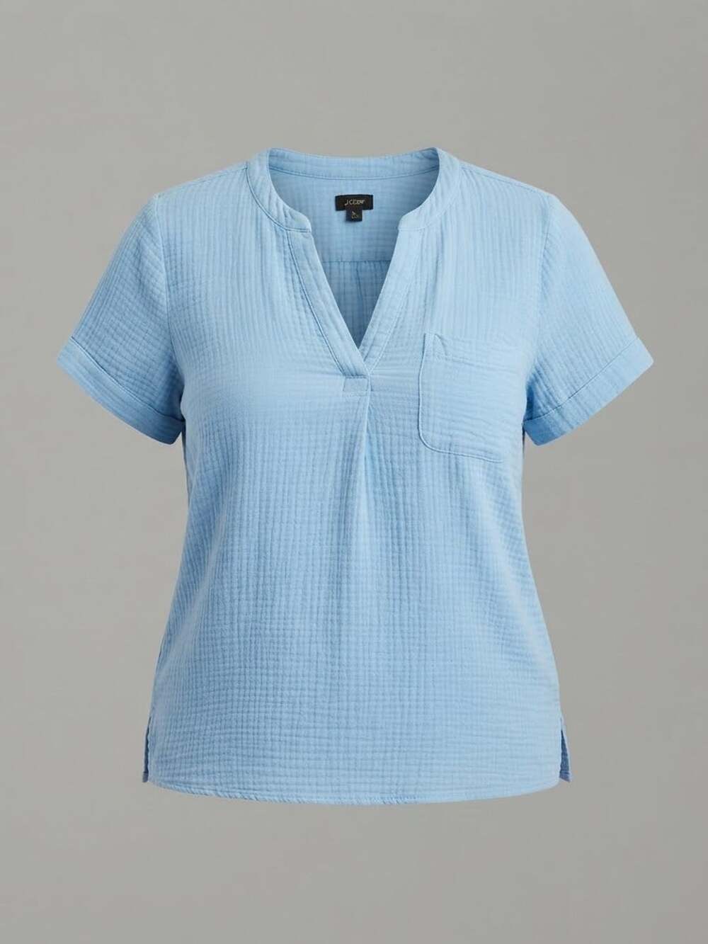J. Crew Gauze V-Neck Shirt Size XXL Light Blue